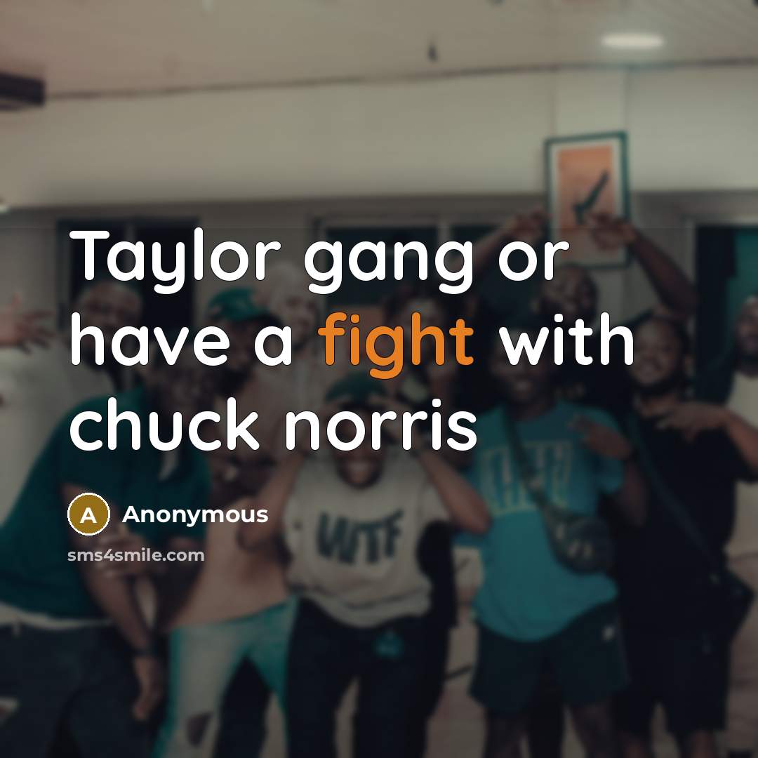 “Taylor gang or have a fight with chuck norris” quote by Anonymous