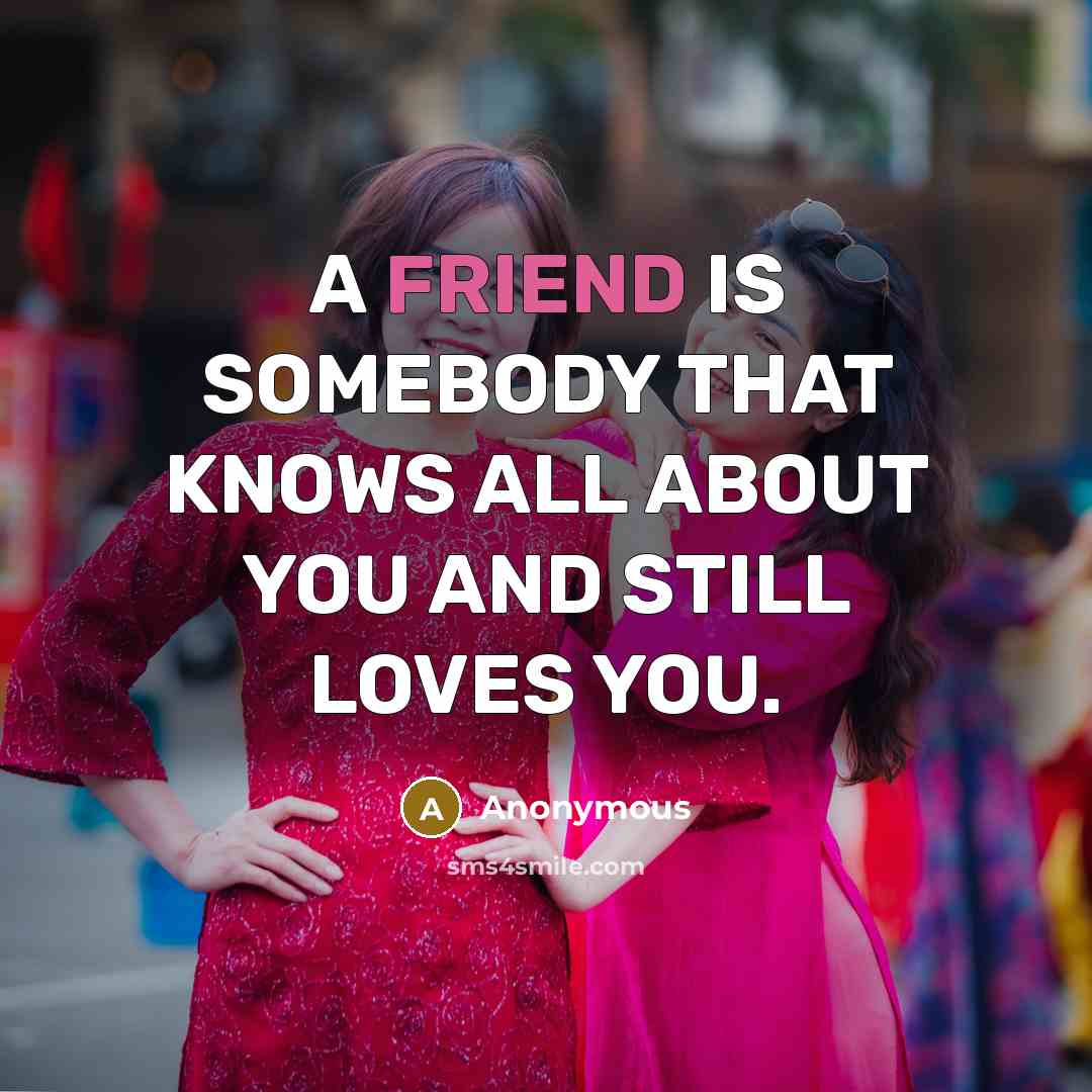 “A FRIEND IS SOMEBODY THAT KNOWS ALL ABOUT YOU AND…” quote by Anonymous