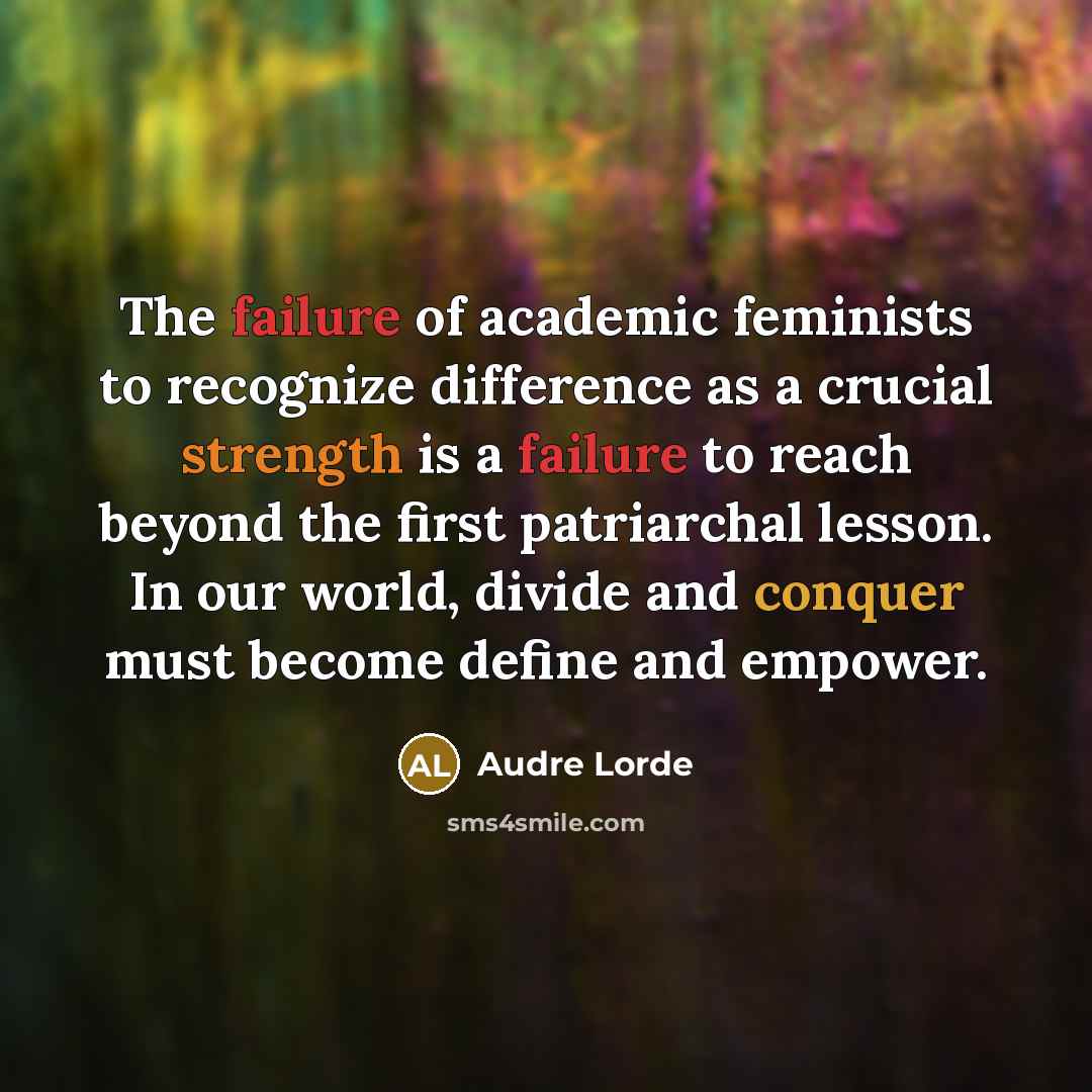 “The failure of academic feminists to recognize difference as a…” quote by Audre Lorde
