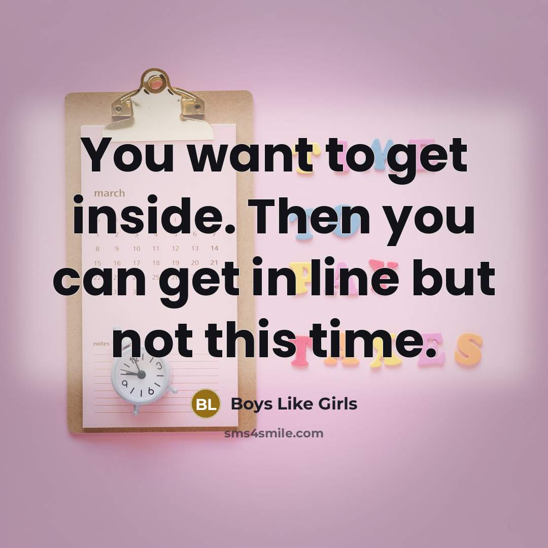 “You want to get inside. Then you can get in…” quote by Boys Like Girls