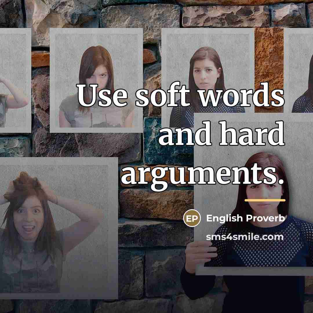 “Use soft words and hard arguments.…” quote by English Proverb