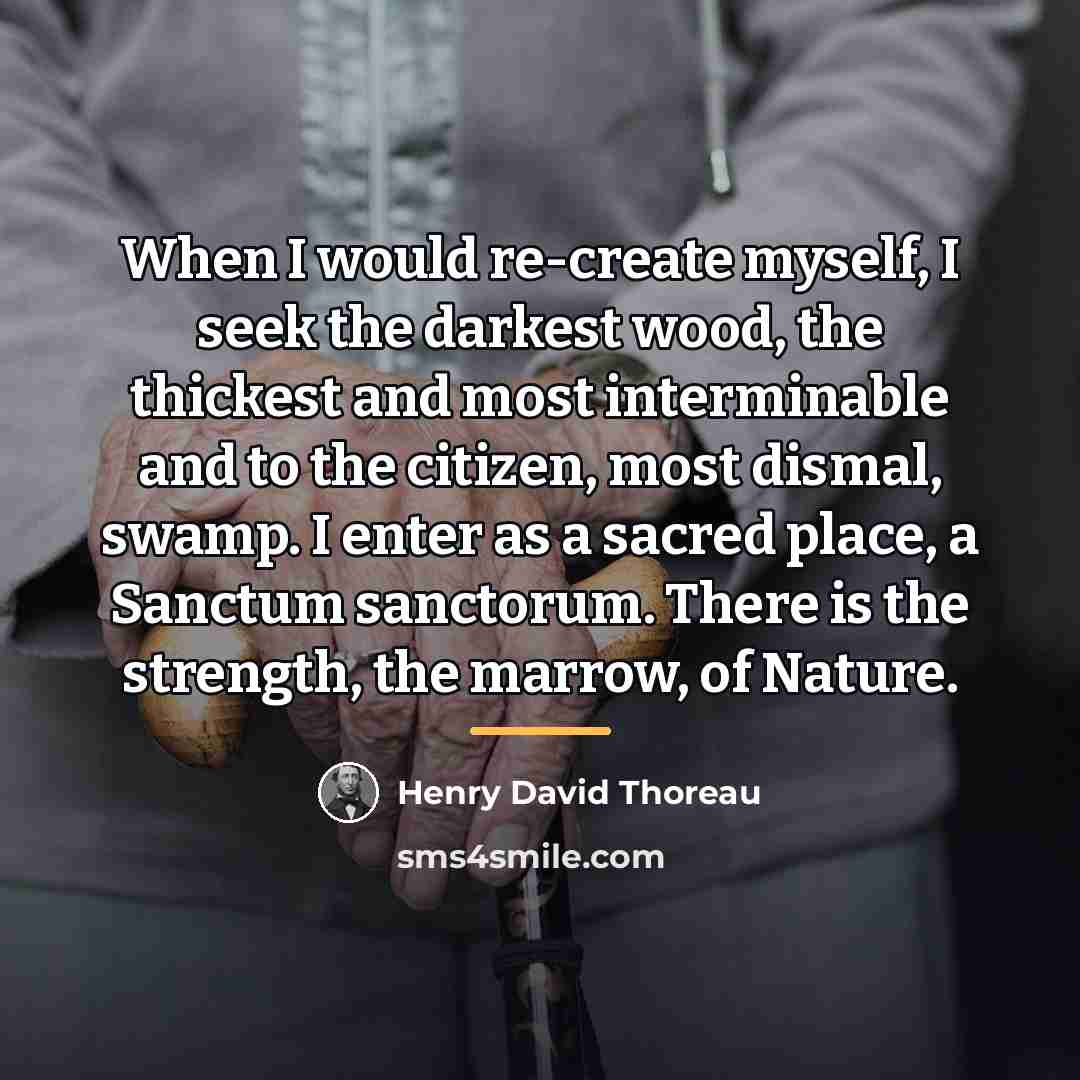 “When I would re-create myself, I seek the darkest wood,…” quote by Henry David Thoreau