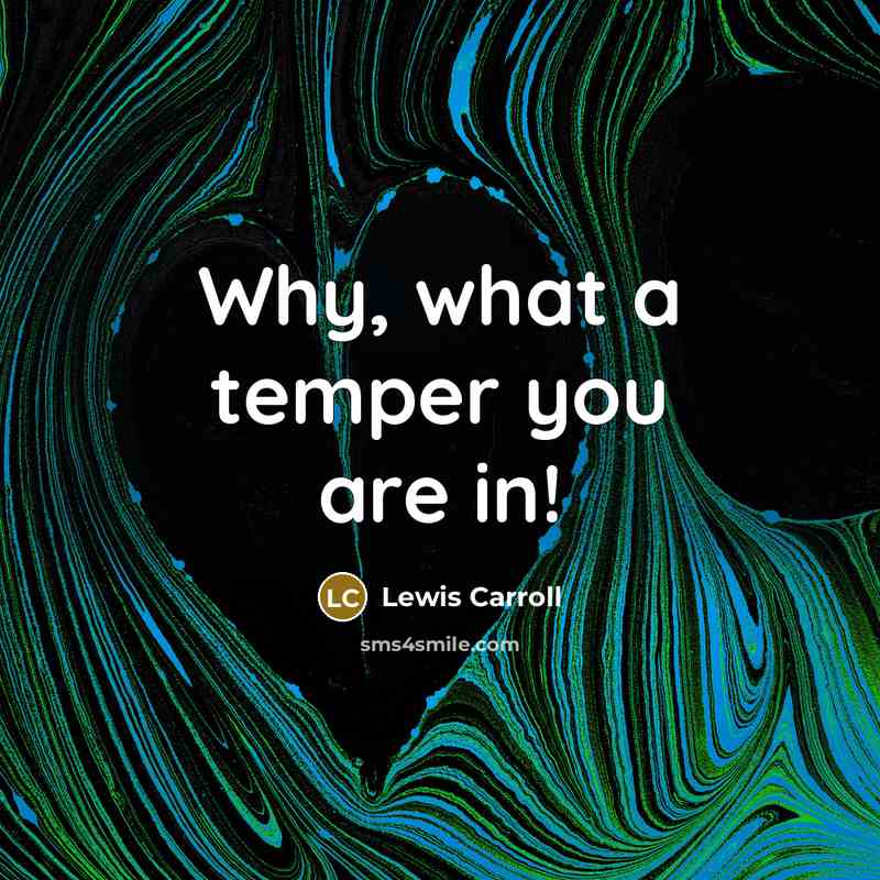 “Why, what a temper you are in!…” quote by Lewis Carroll