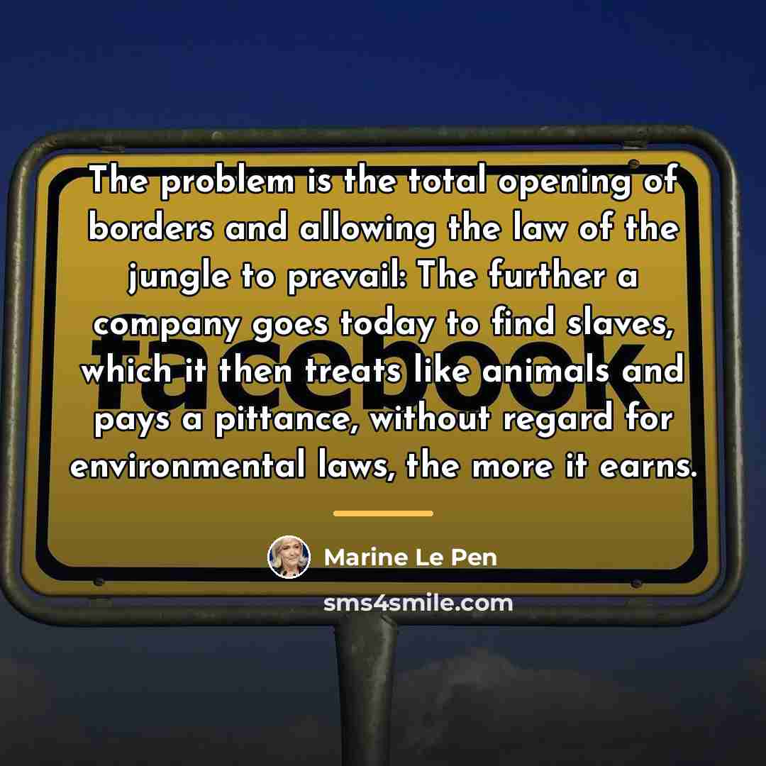 “The problem is the total opening of borders and allowing…” quote by Marine Le Pen