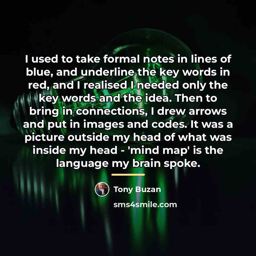 “I used to take formal notes in lines of blue,…” quote by Tony Buzan