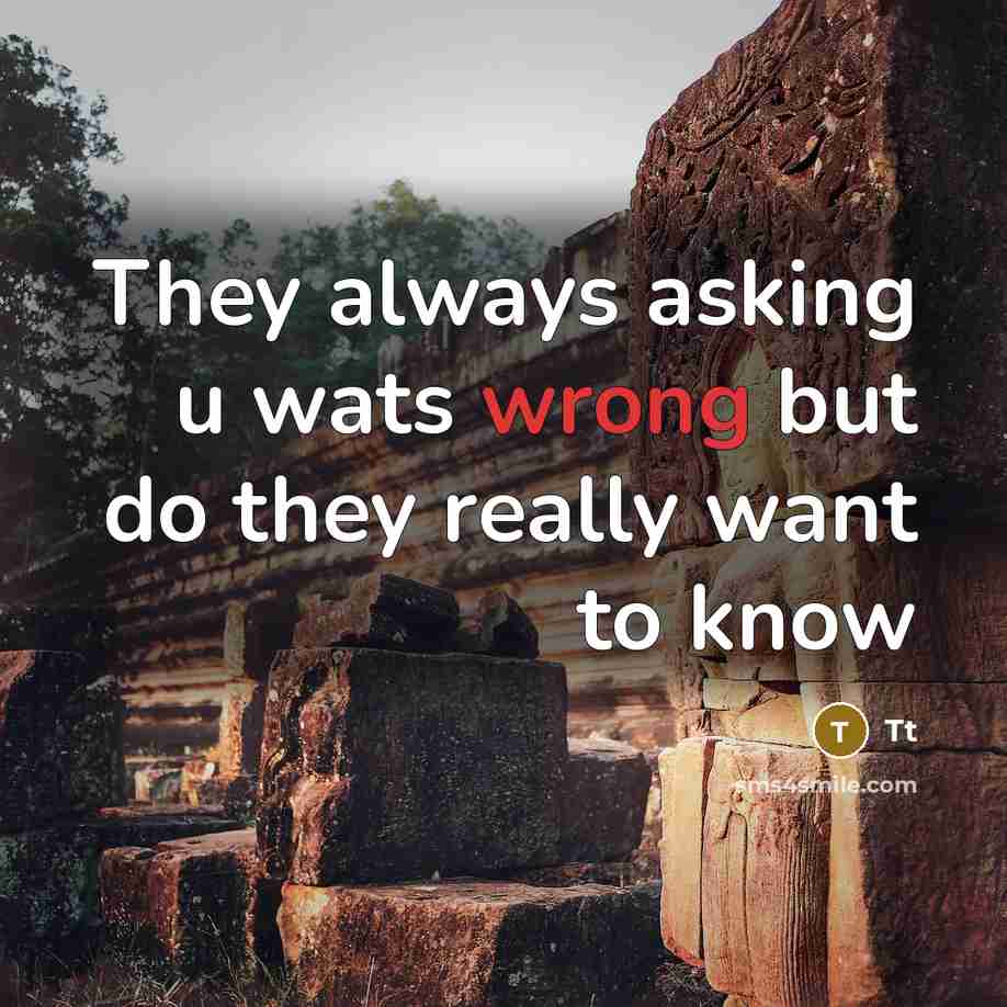 “They always asking u wats wrong but do they really want to know” quote by Tt