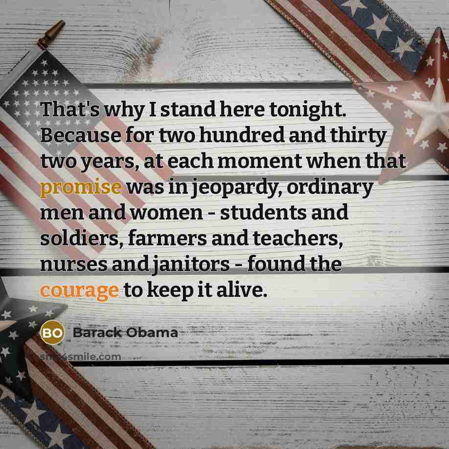 “That's why I stand here tonight. Because for two hundred…” quote by Barack Obama