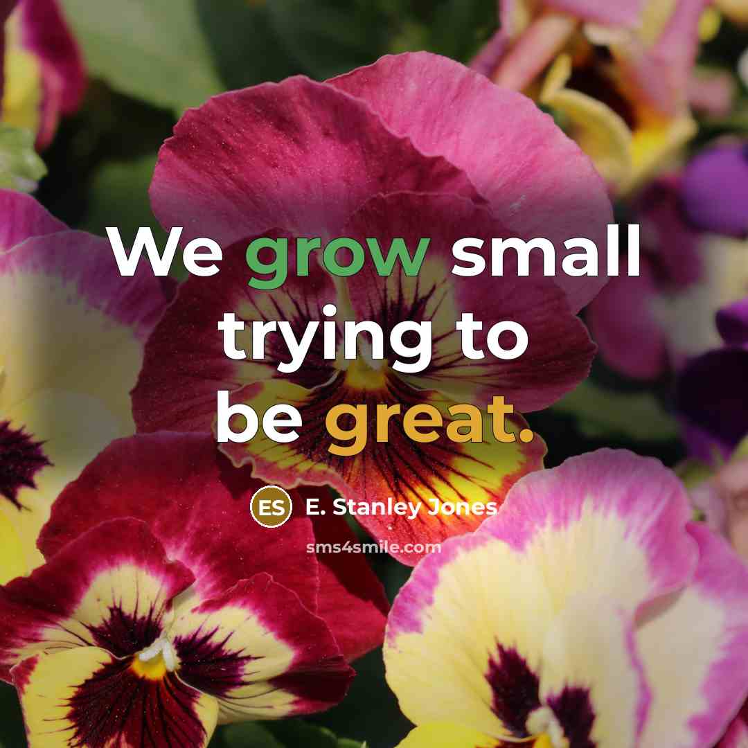 “We grow small trying to be great.…” quote by E. Stanley Jones