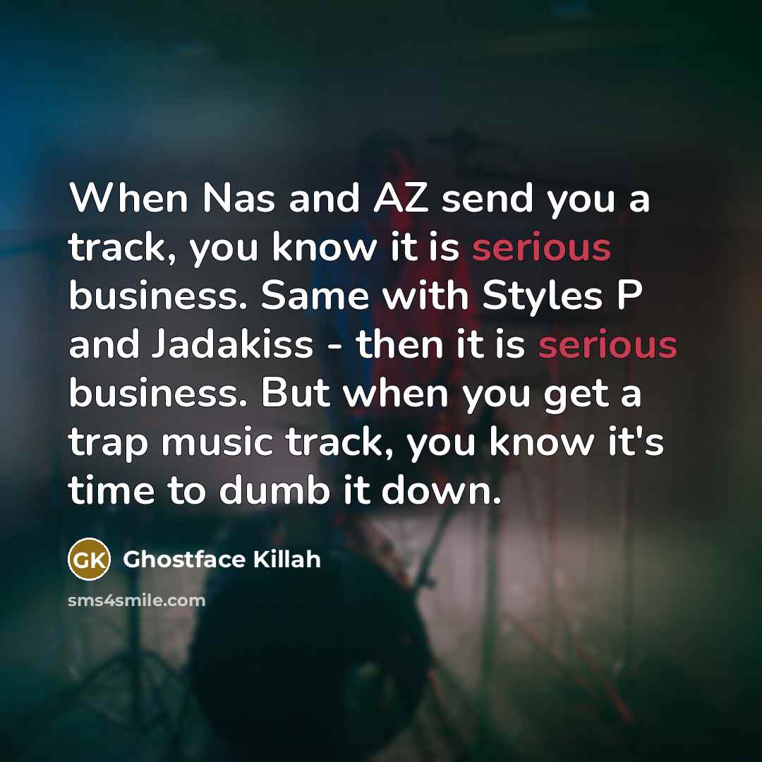 “When Nas and AZ send you a track, you know…” quote by Ghostface Killah