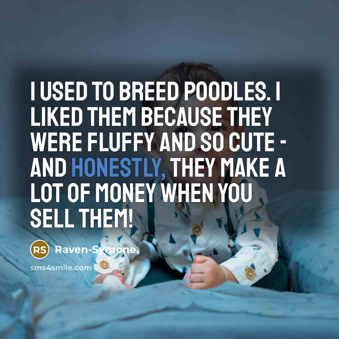 “I used to breed poodles. I liked them because they were fluffy and so cute - and honestly, they make a lot of money when you sell them!” quote by Raven-Symone