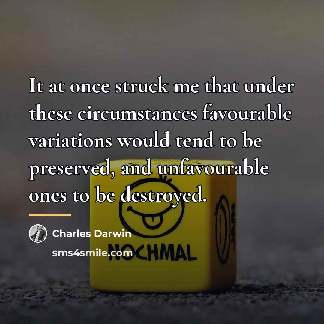 “It at once struck me that under these circumstances favourable…” quote by Charles Darwin