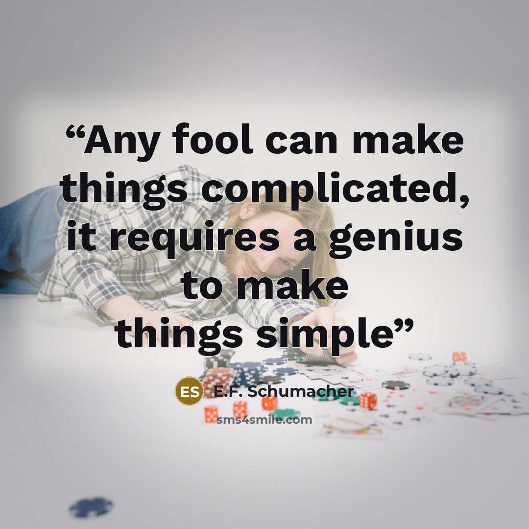 “Any fool can make things complicated, it requires a genius to make things simple” quote by E.F. Schumacher
