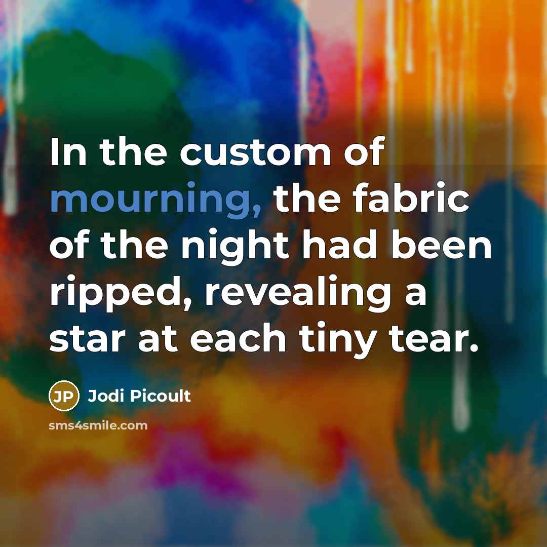 “In the custom of mourning, the fabric of the night…” quote by Jodi Picoult