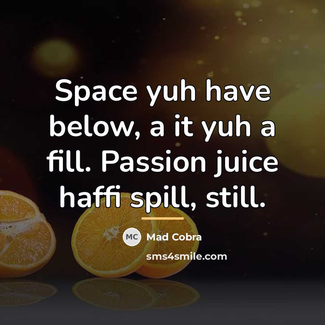“Space yuh have below, a it yuh a fill. Passion…” quote by Mad Cobra