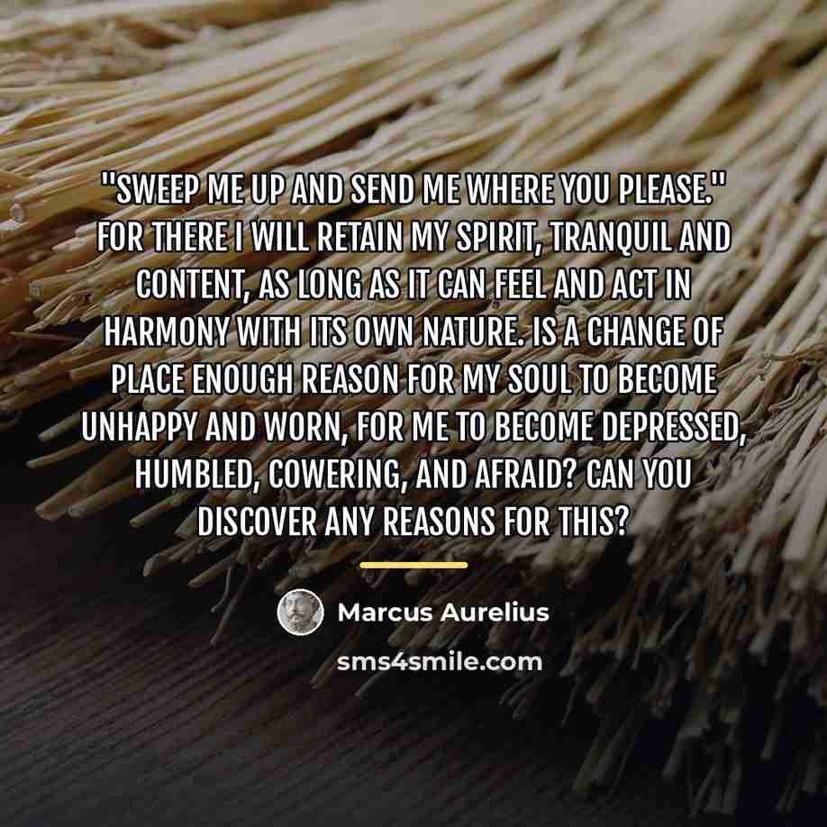 “"Sweep me up and send me where you please." For…” quote by Marcus Aurelius