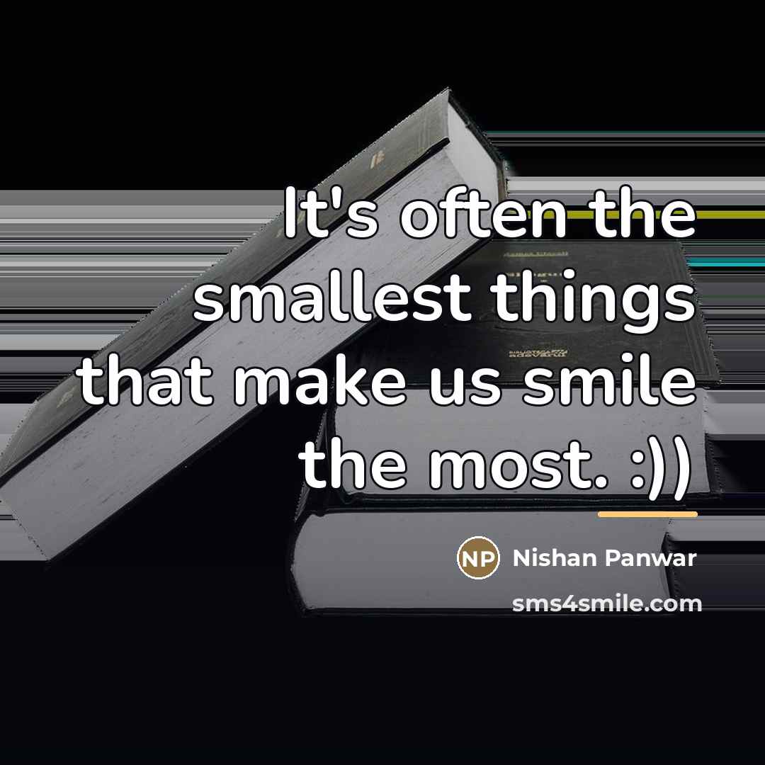 “It's often the smallest things that make us smile the…” quote by Nishan Panwar