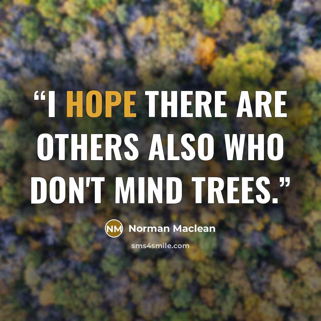 “I hope there are others also who don't mind trees.” quote by Norman Maclean