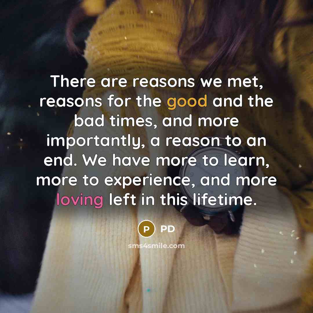 “There are reasons we met, reasons for the good and…” quote by PD