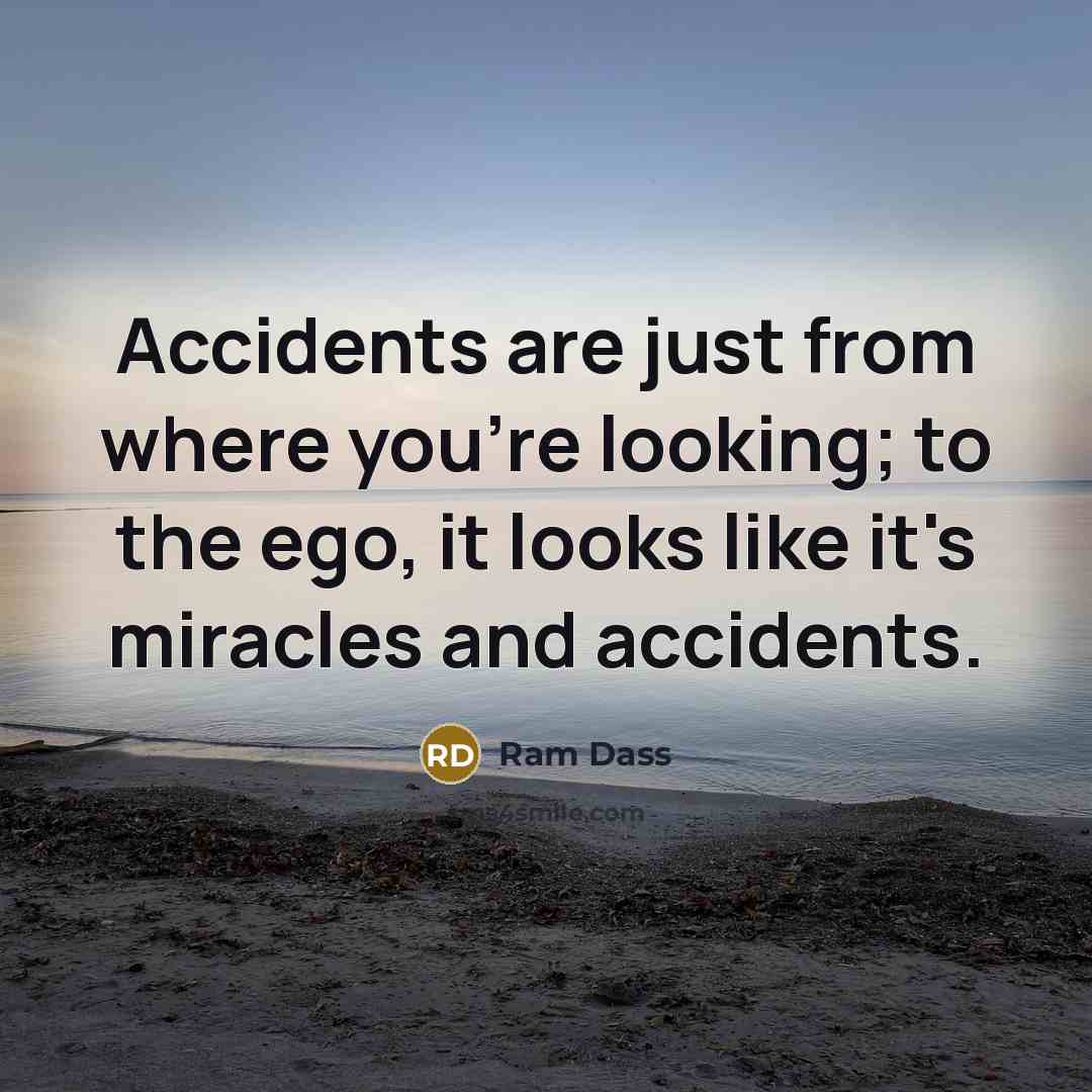 “Accidents are just from where you're looking; to the ego,…” quote by Ram Dass