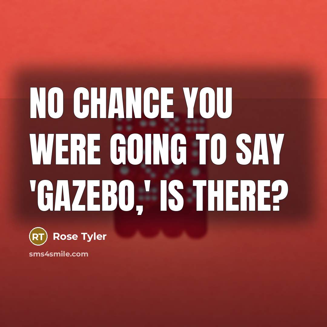 “No chance you were going to say 'gazebo,' is there?” quote by Rose Tyler