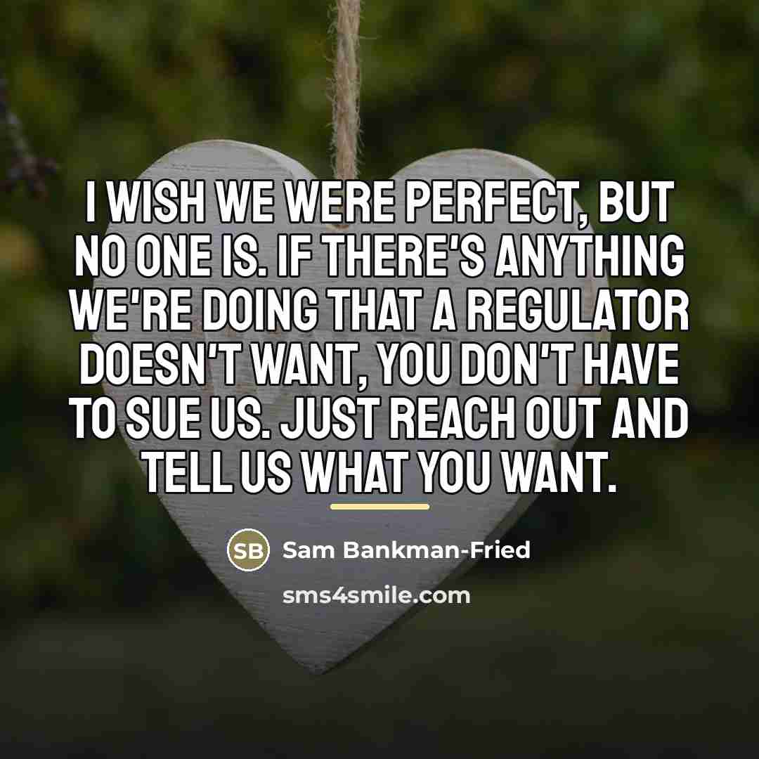 “I wish we were perfect, but no one is. If…” quote by Sam Bankman-Fried