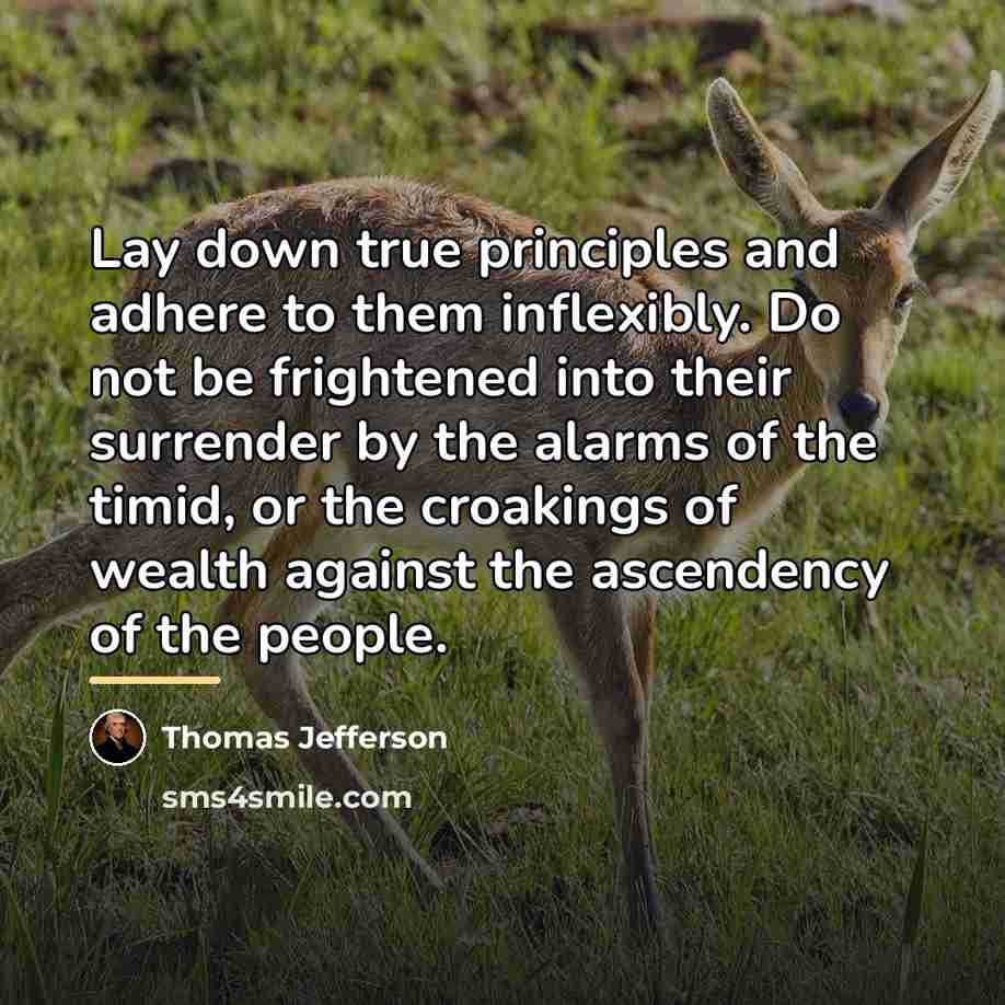 “Lay down true principles and adhere to them inflexibly. Do…” quote by Thomas Jefferson