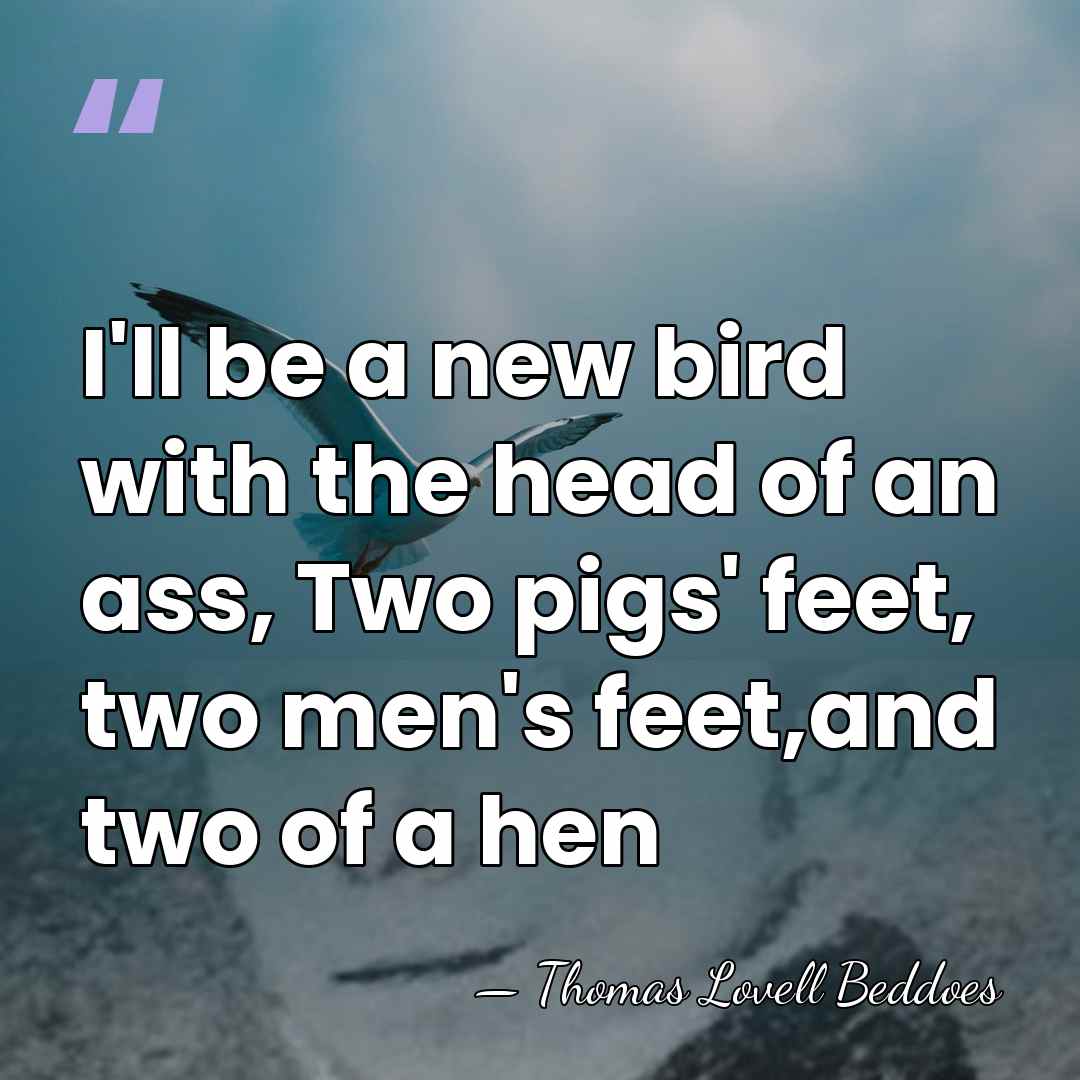 I'll be a new bird with the head of an ass, Two&hellip; - Thomas Lovell Beddoes