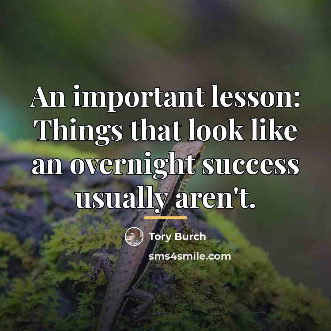 “An important lesson: Things that look like an overnight success…” quote by Tory Burch