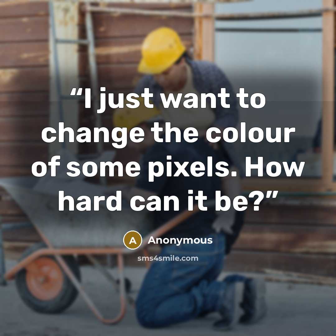 “I just want to change the colour of some pixels. How hard can it be?” quote by Anonymous