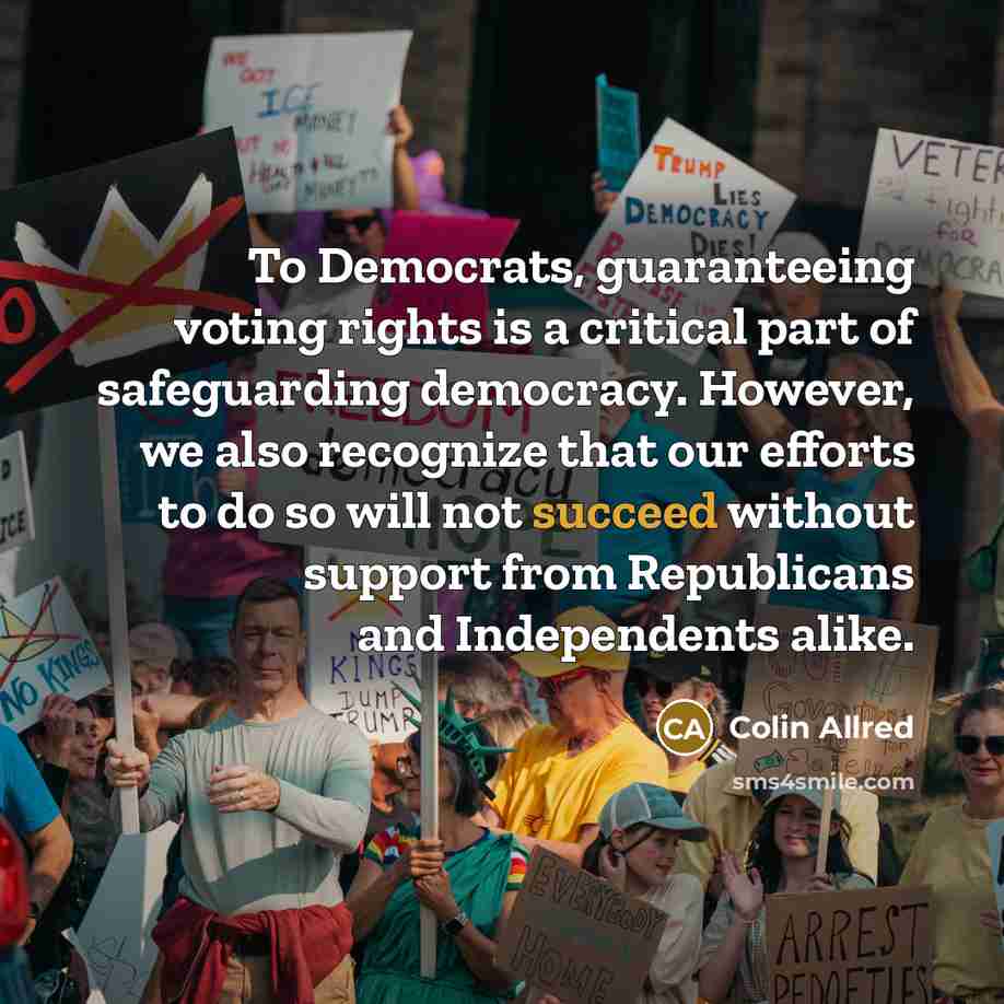 “To Democrats, guaranteeing voting rights is a critical part of…” quote by Colin Allred