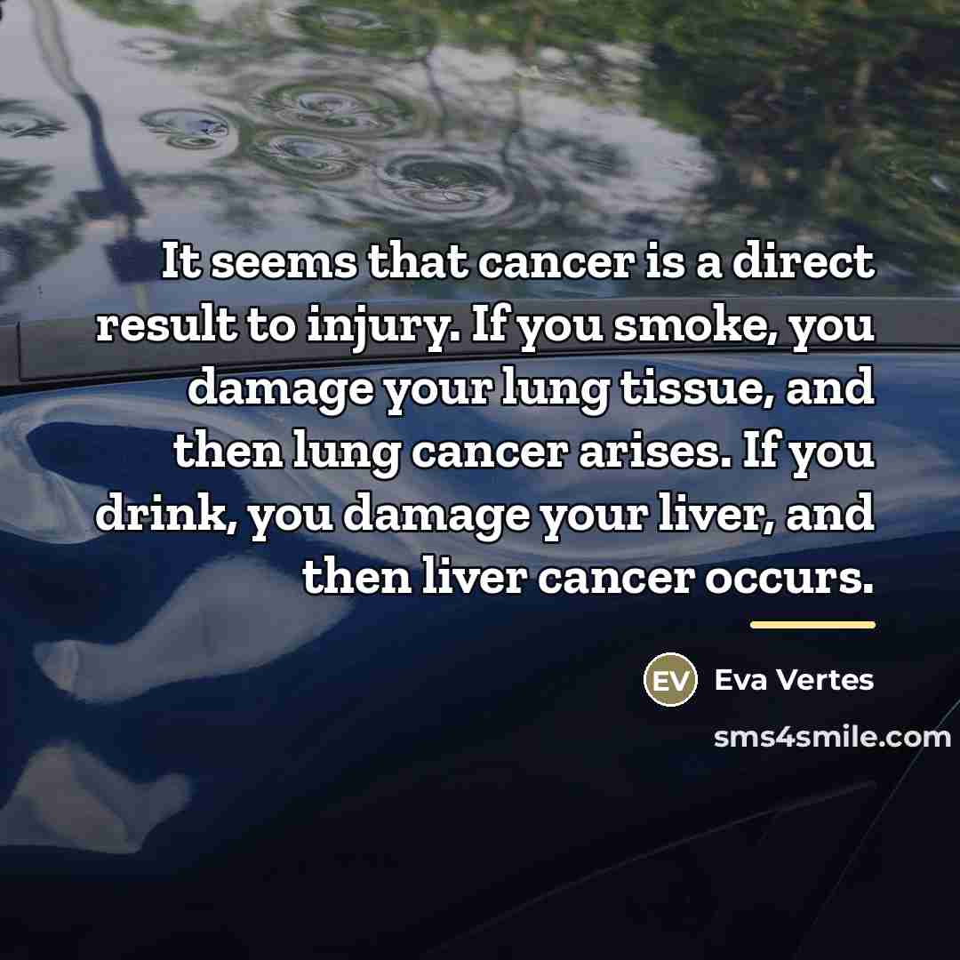“It seems that cancer is a direct result to injury.…” quote by Eva Vertes