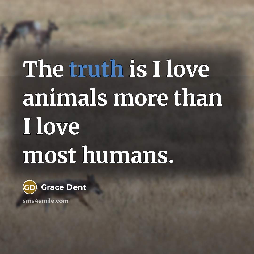 “The truth is I love animals more than I love…” quote by Grace Dent