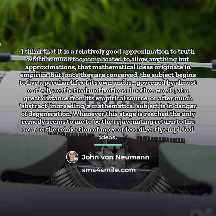 “I think that it is a relatively good approximation to…” quote by John Von Neumann
