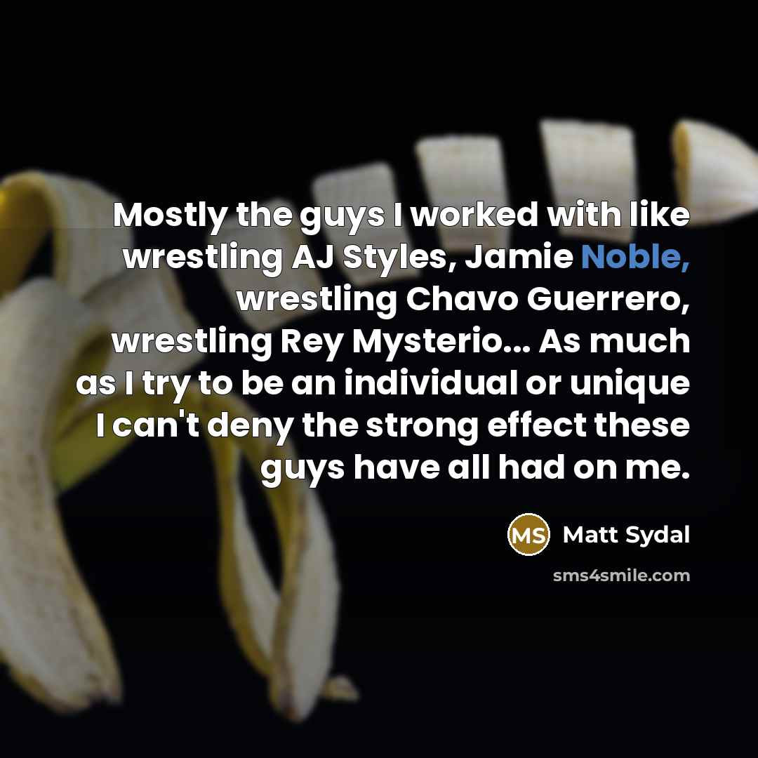 “Mostly the guys I worked with like wrestling AJ Styles,…” quote by Matt Sydal
