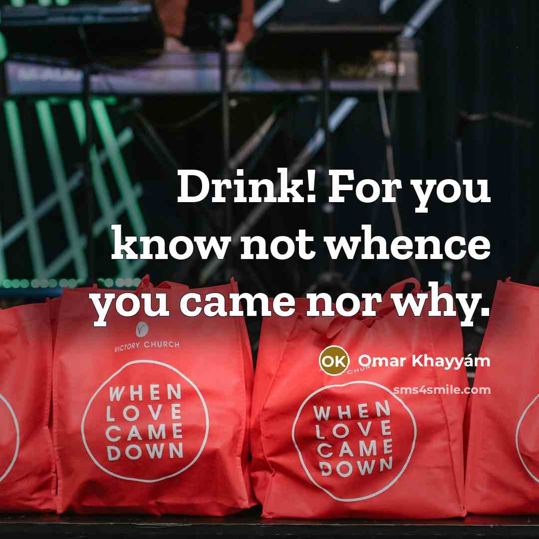 “Drink! For you know not whence you came nor why.…” quote by Omar Khayyam