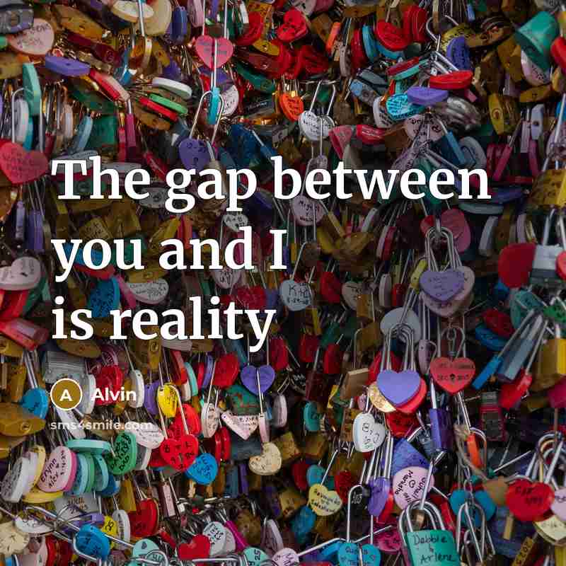 “The gap between you and I is reality…” quote by Alvin