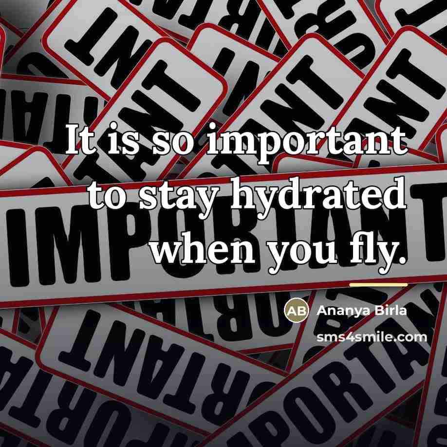 “It is so important to stay hydrated when you fly.…” quote by Ananya Birla