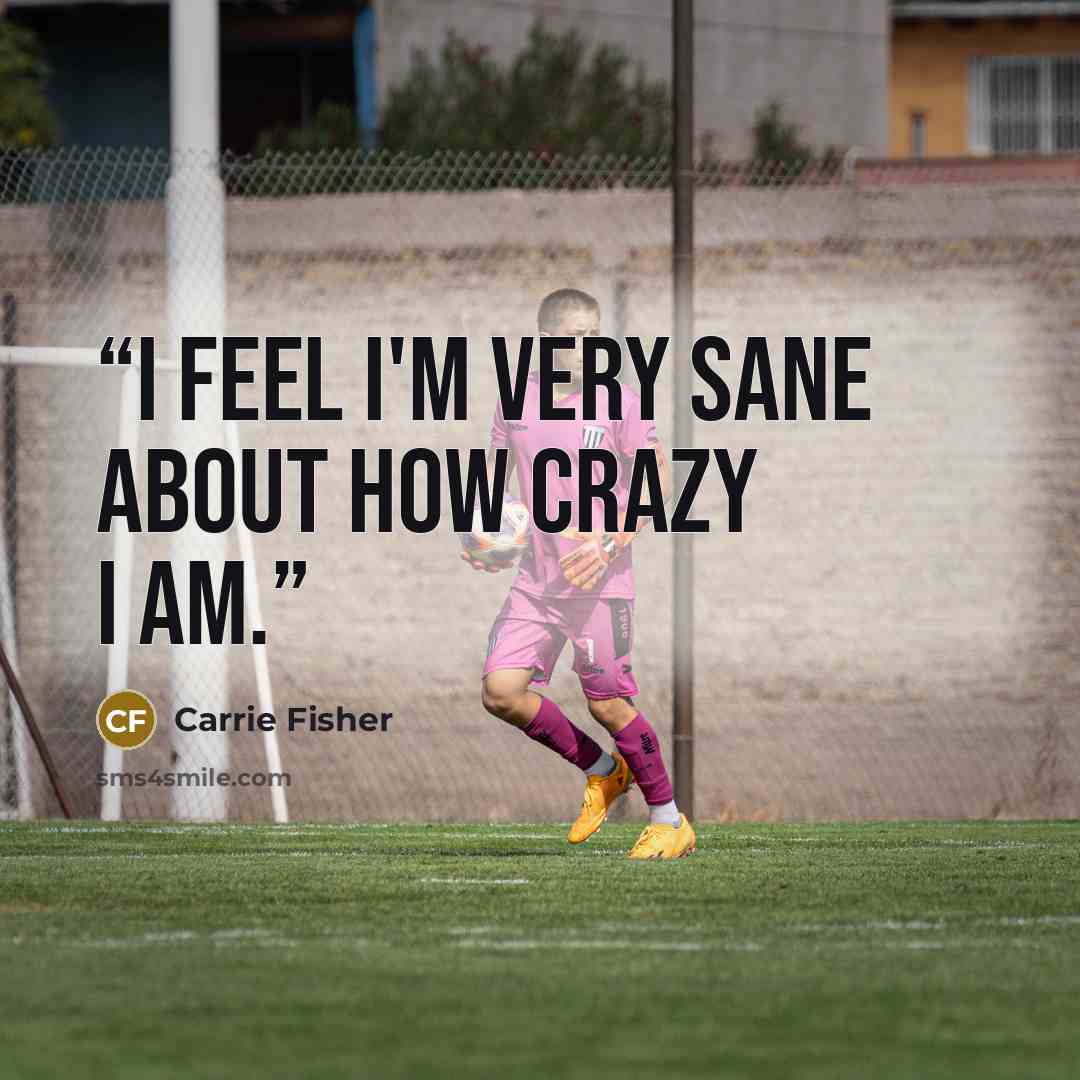 “I feel I'm very sane about how crazy I am.” quote by Carrie Fisher