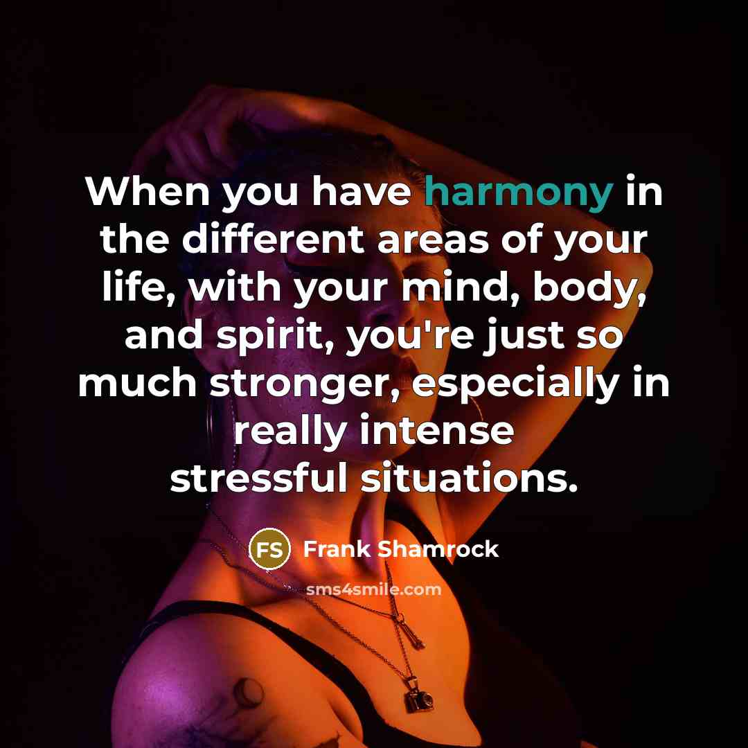 “When you have harmony in the different areas of your…” quote by Frank Shamrock