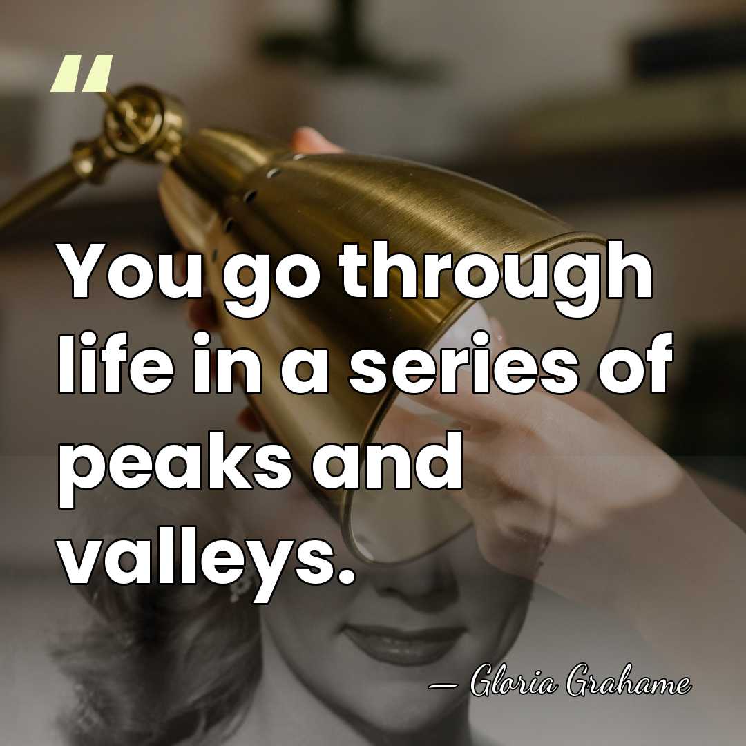 You go through life in a series of peaks and valleys. - Gloria Grahame