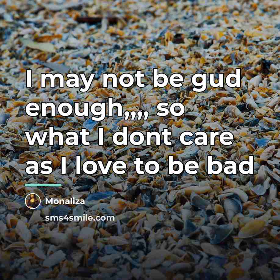 “I may not be gud enough,,,, so what I dont…” quote by Monaliza