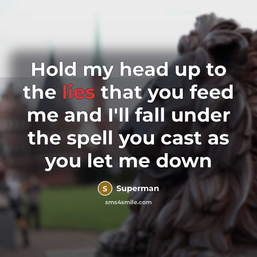 “Hold my head up to the lies that you feed…” quote by Superman