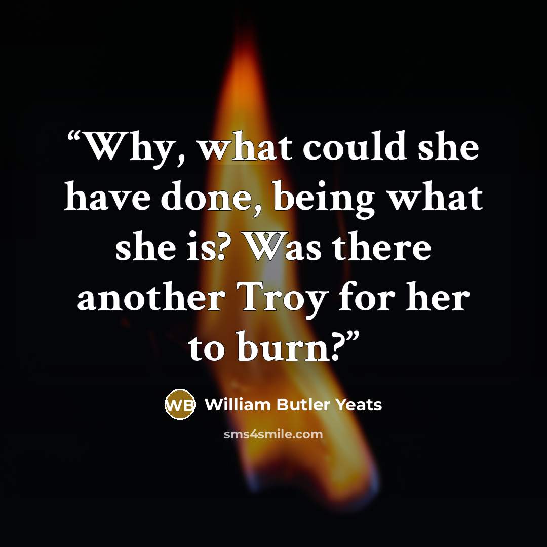 “Why, what could she have done, being what she is? Was there another Troy for her to burn?” quote by William Butler Yeats