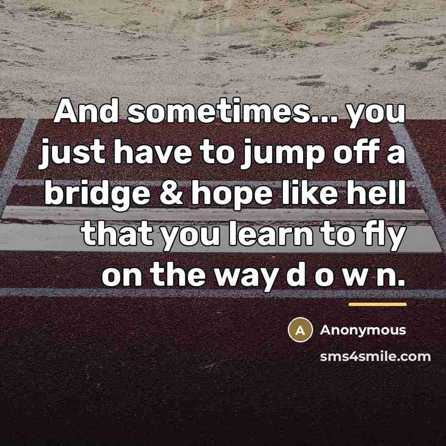 “And sometimes... you just have to jump off a bridge…” quote by Anonymous