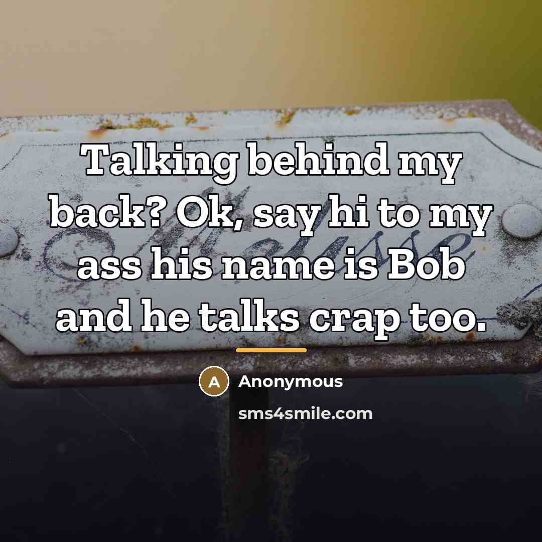 “Talking behind my back? Ok, say hi to my ass…” quote by Anonymous