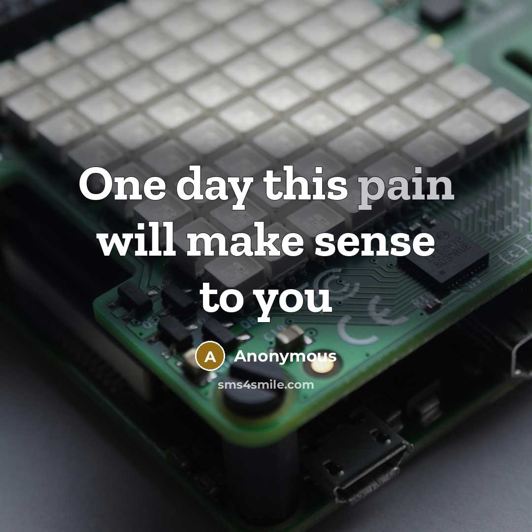 “One day this pain will make sense to you” quote by Anonymous