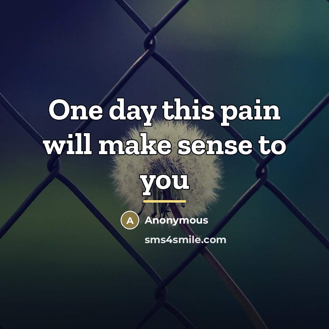 “One day this pain will make sense to you…” quote by Anonymous