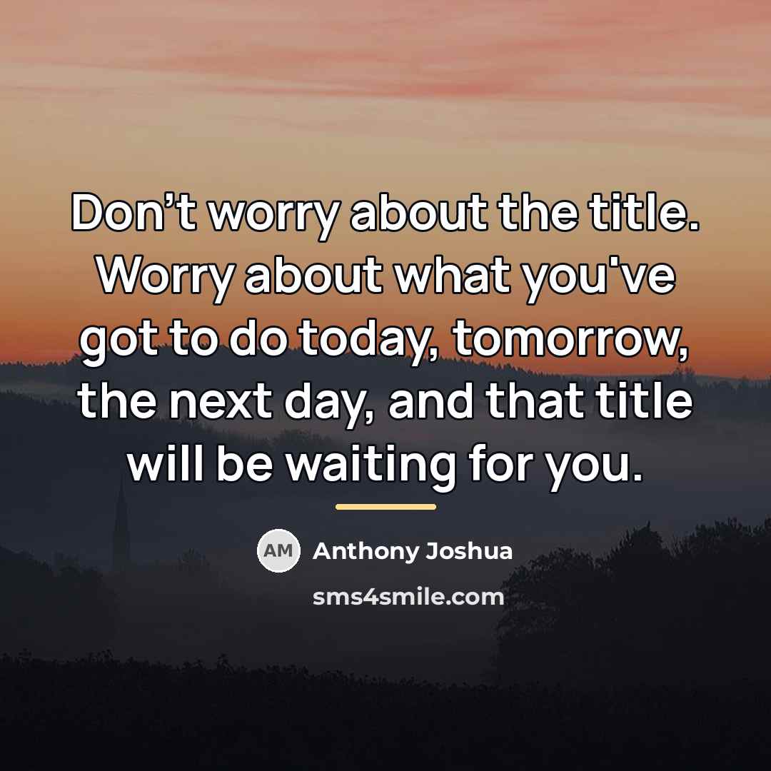 “Don't worry about the title. Worry about what you've got…” quote by Anthony Joshua