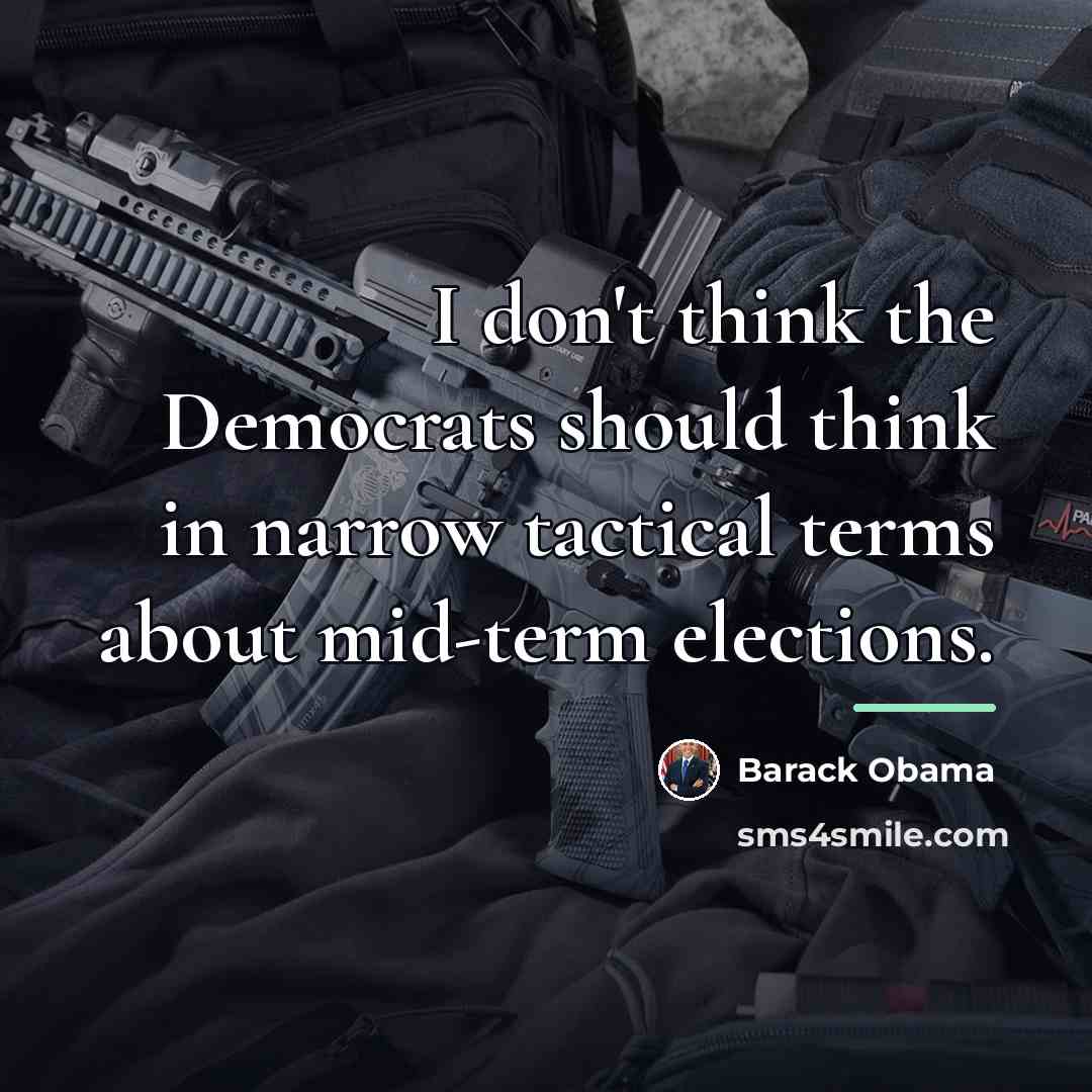 “I don't think the Democrats should think in narrow tactical…” quote by Barack Obama