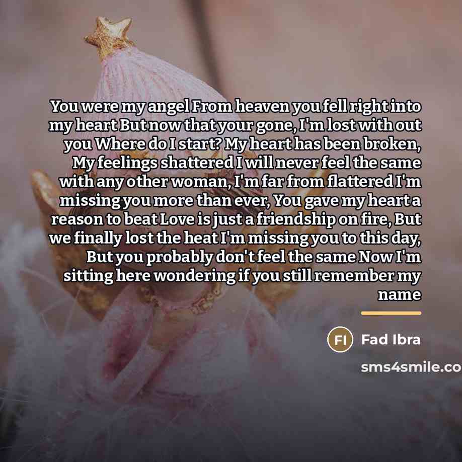 “You were my angel From heaven you fell right into…” quote by Fad Ibra